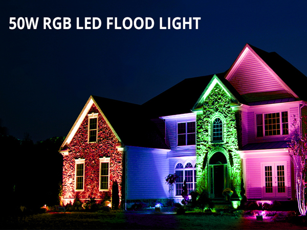 LED pha 50w chiếu sáng đổi màu